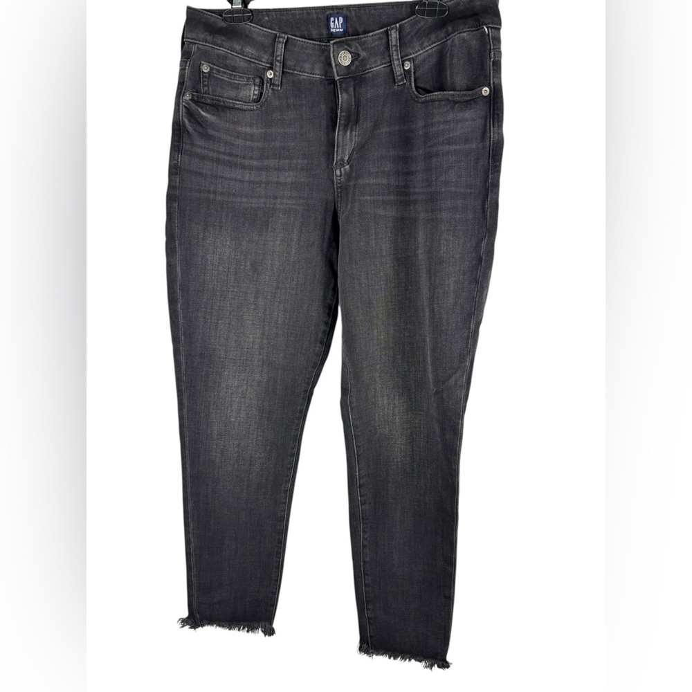 NWT GAP Women's Dark Gray Washed out Black Skinny Jeans Cropped Ankle, 32 Reg
